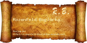 Rozenfeld Boglárka névjegykártya